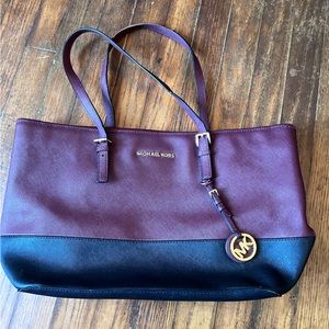 Micheal Kors Black and Maroon Tote bag purse